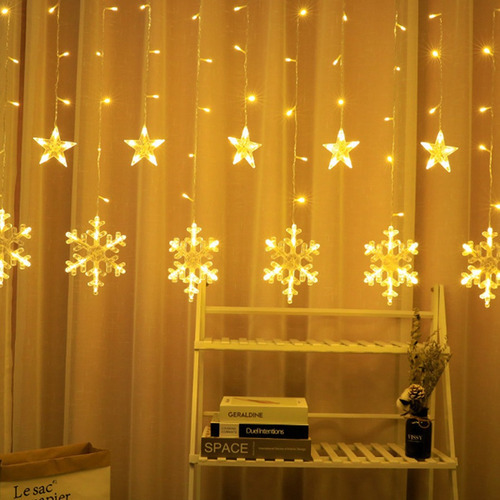 Floco De Neve Natal Garland Ano Novo Luzes De Corda Casament - Imagem 7