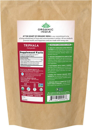 Cápsulas Organic India Triphala - Suplemento De Ervas Com Am - Imagem 2