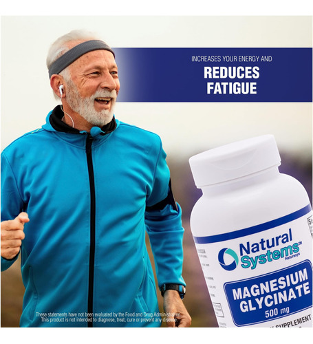 Cápsulas De Glicinato De Magnésio 500 Mg Da Natural Systems. - Imagem 7