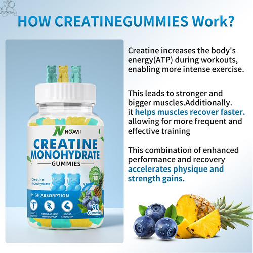 Gomas De Monohidrato De Creatina Noavii 5000 Mg Para Homens - Imagem 5