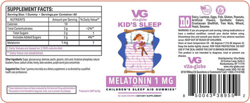 Vitaglobe Kids Sleep 1mg Gummy - Suplemento Não Transgênico - Imagem 2