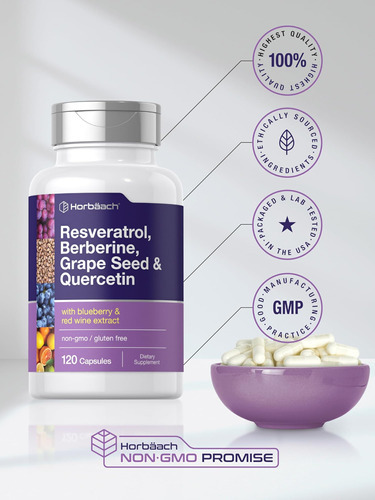 Horbäach Resveratrol Berberina Semente De Uva E Quercetina | - Imagem 6