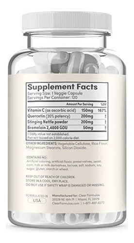 Suplemento Enzimático Histamine Guard Clear Formulas, 120 C - Imagem 3