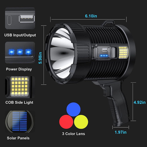 Lanterna De Mão Led Recarregável Z Com Lâmpada De 900000 Lúm - Imagem 3