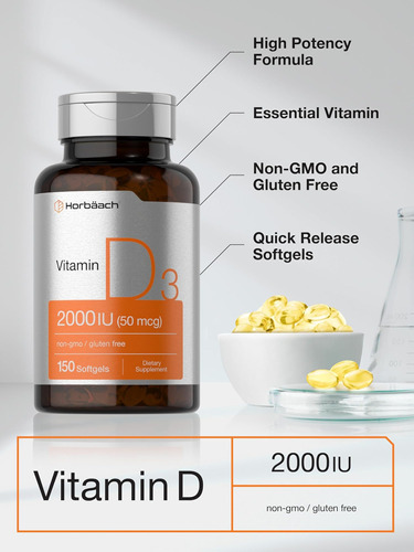 Cápsulas Gelatinosas Diu De Vitamina Horbäach (50mcg) | 150 - Imagem 4