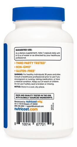 Suplemento Nutricost Citrato De Potássio 99mg 240 Cápsulas - Imagem 5