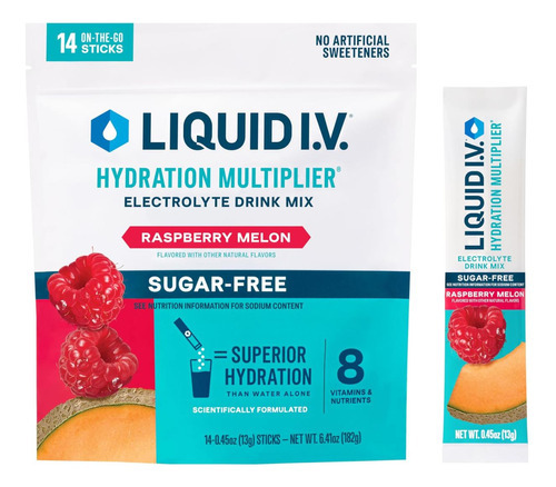 Liquid I.v.® Hydration Multiplier® Sem Açúcar - Framboesa Me