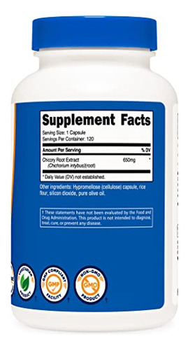 Suplemento Nutricost Raiz De Chicória 650 Mg X 120 Cápsulas - Imagem 4
