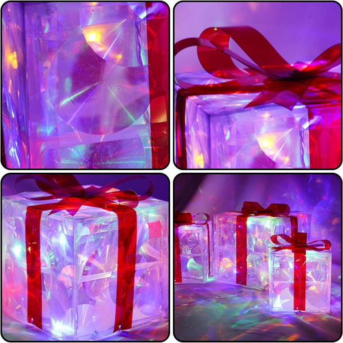 [ 3 Caixas De Presente Luminosas, Decoração De Jardim Ao Ar - Imagem 4