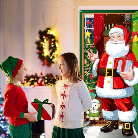 Decorações De Capa De Porta De Natal Banner De Porta De Papa - Imagem 7