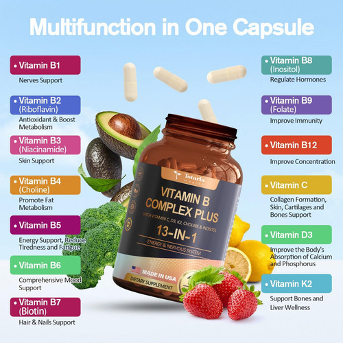 Complexo De Vitamina B Plus 13 Em 1 Com Vitamina B1, B2, B3 - Imagem 3