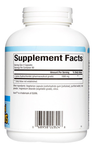 Fatores Naturais, L-lisina 500 Mg, 180 Cápsulas Vegetarianas - Imagem 2