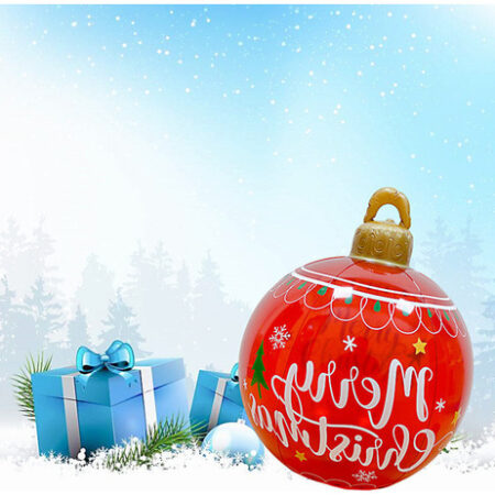 Bola De Natal Decorada Inflável Ao Ar Livre De 60 Cm - Imagem 3