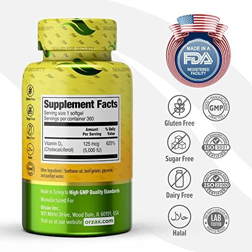 Orzax Vitamin Diu, Suprimento Para 360 Dias, Suporta Sistema - Imagem 2