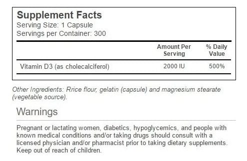 Vitacost Vitamina D3 (como Colecalciferol) - 2.000 Ui - 300 - Imagem 2