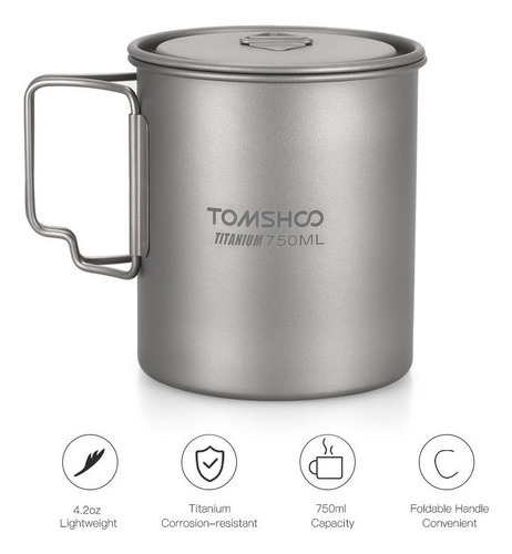 Tomshoo Ultralight 750ml Taça Titanium Outdoor Campi Portáti - Imagem 8