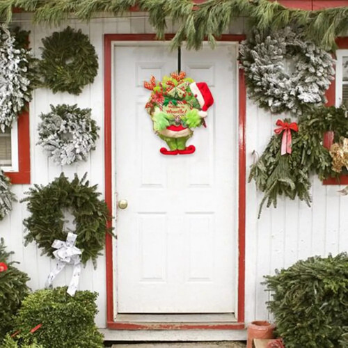 Guirlanda De Natal Grinch, Decoração De Grinalda De Porta De - Imagem 7