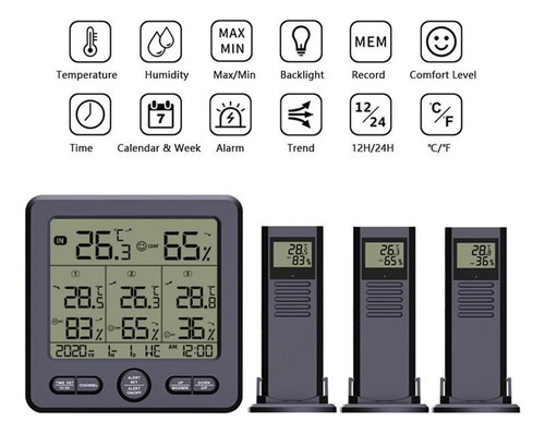 Termohigrômetro Digital Sem Fio Interno E Externo - Imagem 2