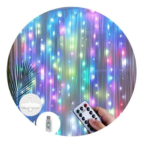 Cortina Led Decorativa Luz Branca De Controle Remoto 3x3m