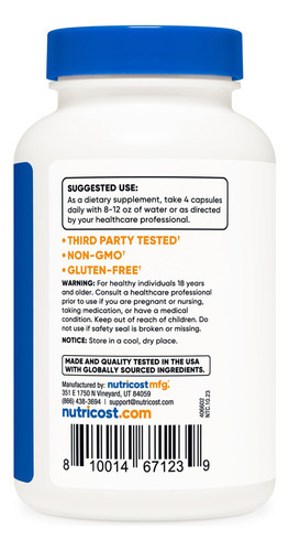 Suplemento Nutricost Fosfatidilserina 400 Mg 120 Cápsulas - Imagem 4