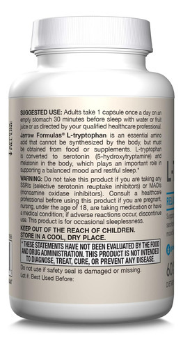 Jarrow Formulas L-triptofano, 500 Mg De Suplemento Dietético - Imagem 8