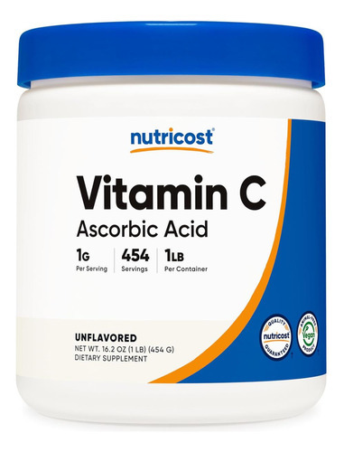 Pó De Ácido Ascórbico Puro Nutricost (vitamina C) 1lb