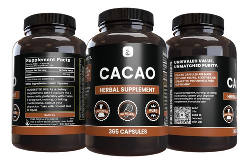 Cacau Com Ingredientes Originais Puros (365 Cápsulas), Sem E - Imagem 4
