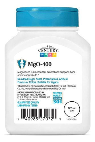 Comprimidos De 400 Mg De Mgo Do Século 21, Contagem De 90, S - Imagem 8