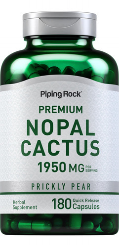 Suplemento Piping Rock Nopal Cactus Capsules 1950 Mg 180 Uni