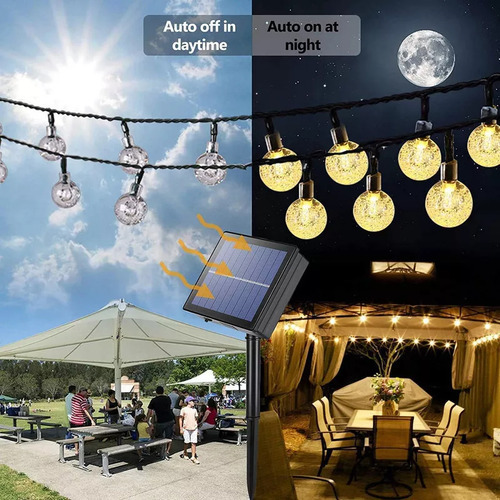 Cordão Varal 200 Leds Bolinha Cristal 22m Luz Solar - Imagem 6