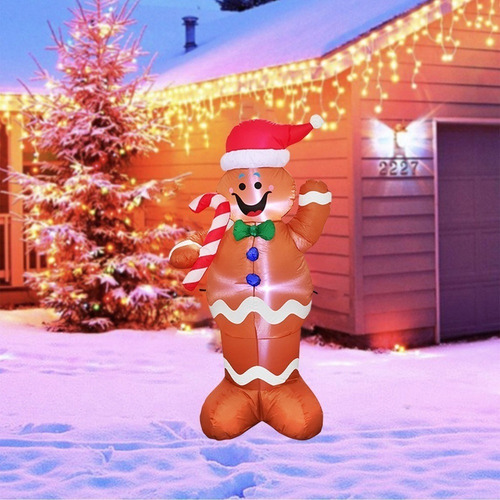 . Decoração De Papai Noel Com Luzes Led Inflável 150cm - Imagem 5