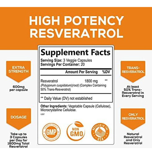 Resveratrol 1800 Mg Por Porção - Antioxidantes Potentes Par - Imagem 2