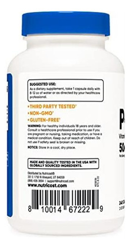 Nutricost P5p Suplemento De Vitamina B6 50mg, 240 Cápsulas ( - Imagem 3