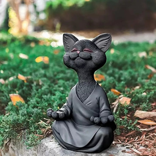 Estátua De Gato Meditando Para Ioga, Estatueta De Gato Zen, - Imagem 5