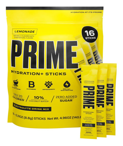 Prime Hidratação+ Sticks Limonada | Pó De Hidratação Em Bast