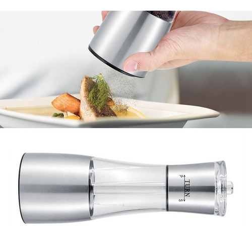 Moedor De Sal E Pimenta Duplo Manual De Aço Inoxidável 2 Em - Imagem 8