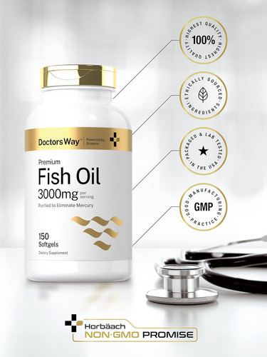 Óleo De Peixe Doctor"s Way 3000 Mg | 150 Cápsulas Gelatinosa - Imagem 6