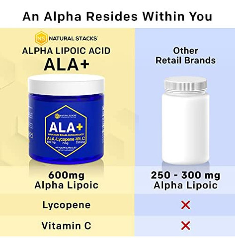 Natural Stacks Ala + Ácido Alfa Lipóico 600mg E Vitamina C - Imagem 7