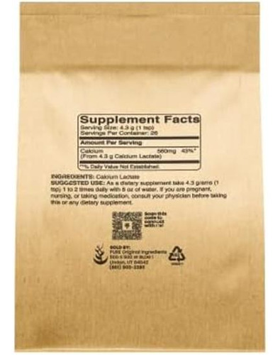 Ingredientes Puros Lactato De Cálcio (4 Onças) Suplemento De - Imagem 2