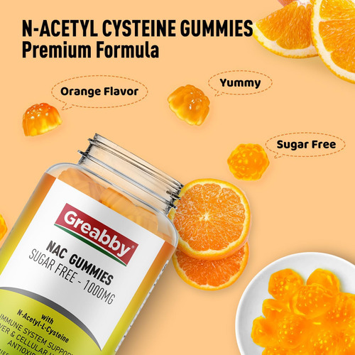 Greabby Nac Gummies Sem Açúcar, Suplemento De N Acetil Ciste - Imagem 4