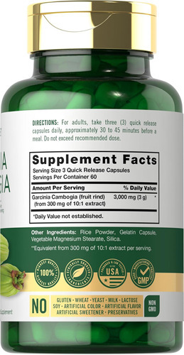 Carlyle Garcinia Cambogia 3000mg | 180 Cápsulas | Extrato De - Imagem 2