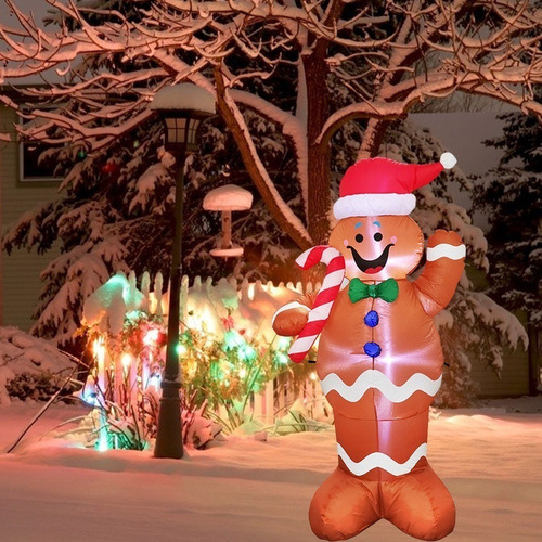 . Decoração De Papai Noel Com Luzes Led Inflável 150cm - Imagem 6