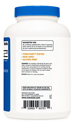 Suplemento Nutricost L-lisina 1000 Mg 250 Cápsulas Sem Glúte - Imagem 3