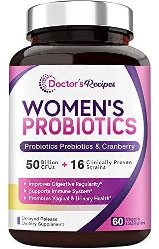 Doctors Recipes Probiótico Feminino, 60 Cápsulas 50 Bilhõe
