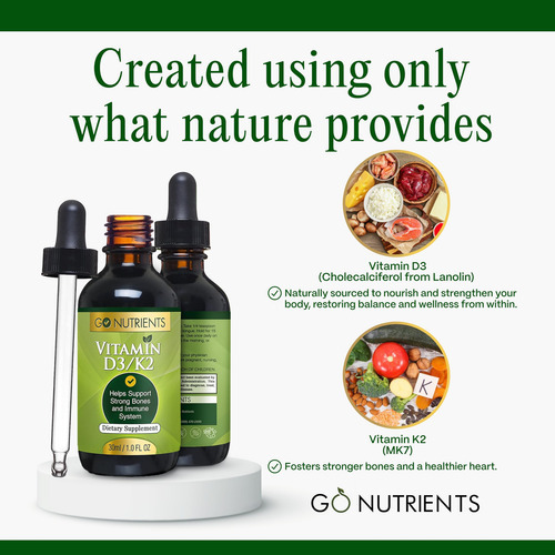 Suplemento Go Nutrients Vitamina D3 Líquida Com K2 30ml - Imagem 3