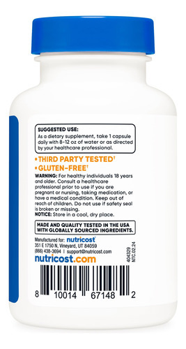 Suplemento Nutricost Picolinato De Zinco 50mg 120 Cápsulas - Imagem 5
