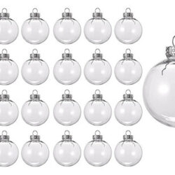 24 Peças De Bolas De Natal Preenchíveis De Plástico Transpa