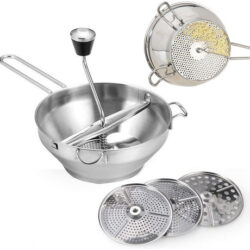 Qi1 Passa Verduras Em Aço Inox Com 3 Discos 20cm.