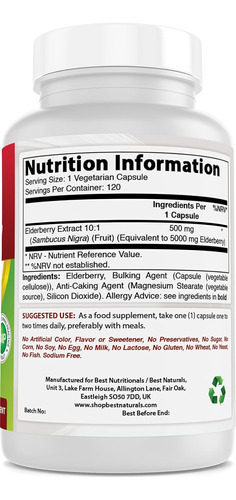 Best Naturals Sabugueiro Sambucus Nigra 5000 Mg Equivalente - Imagem 2