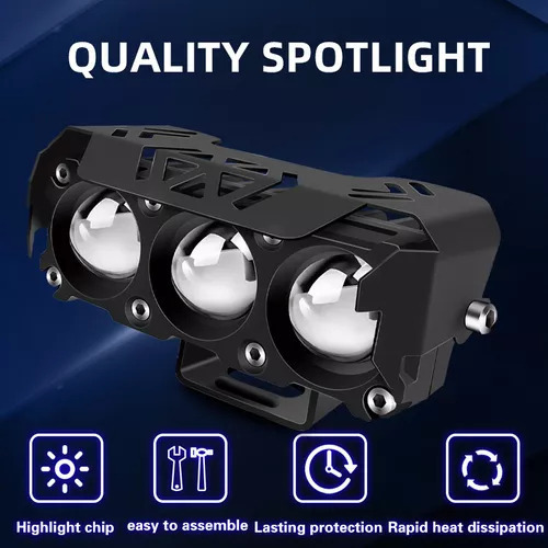 Par De Faróis De Lupa, Holofote Led, Luz Auxiliar Para Motoc - Imagem 3
